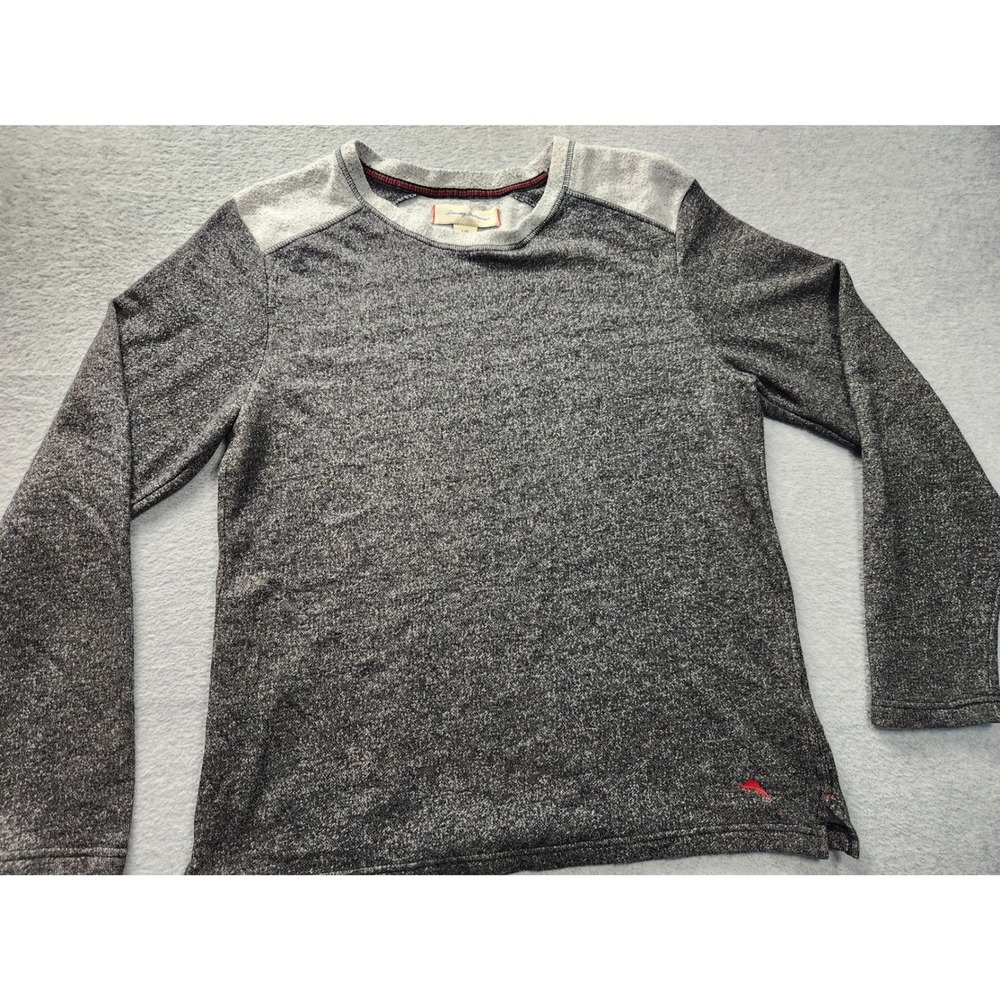 Tommy Bahama Mens Large Marled Grey Long Sleeve Crew Neck Pullover Sweater Shirt